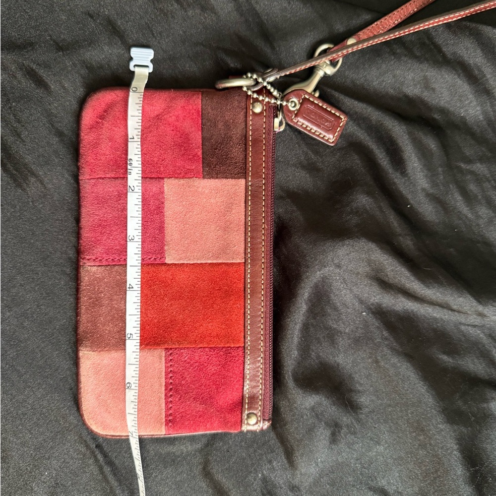 Coach Patchwork Suede Wristlet - Red & Pink Tones - Picture 5 of 6